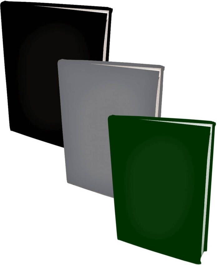 Benza Assortiment rekbare boekenkaften A4 Zwart Grijs en Groen 6 stuks