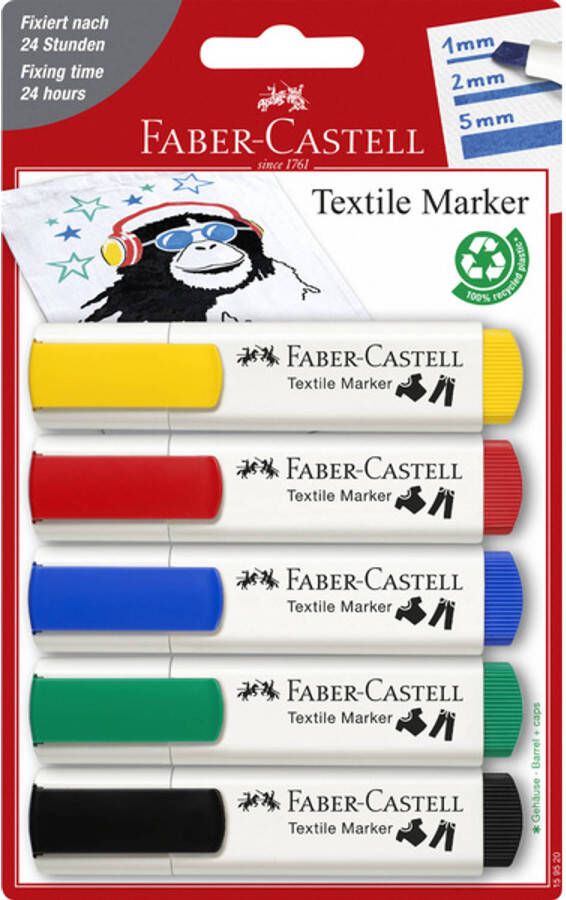 Faber Castell Textielmarkers Faber-Castell 5 stuks