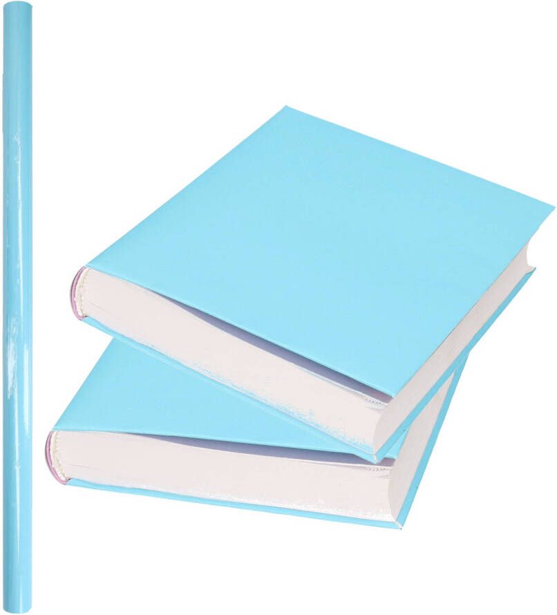 Merkloos 1x Rollen kadopapier schoolboeken kaftpapier pastel blauw 200 x 70 cm Kaftpapier