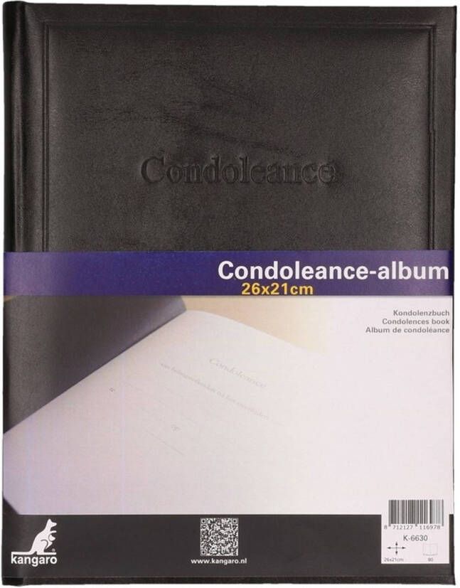 Merkloos Condoleance register boek zwart 26 x 21 cm Gastenboeken