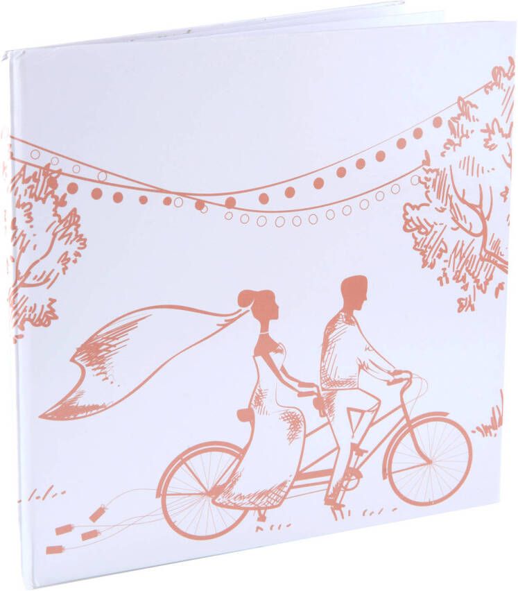 Santex gastenboek receptieboekAƒaEsA‚A Bruidspaar Bruiloft wit roze 24 x 24 cm just married Gastenboeken