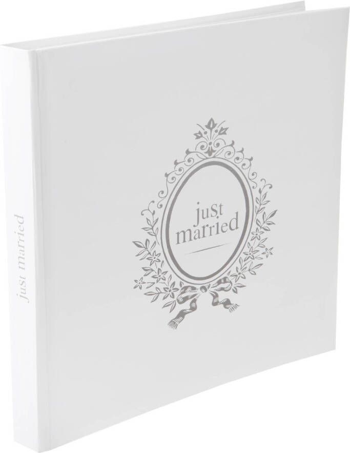 Santex gastenboek receptieboeki¿½ Just Married zilver wit Bruiloft 24 x 24 cm Gastenboeken