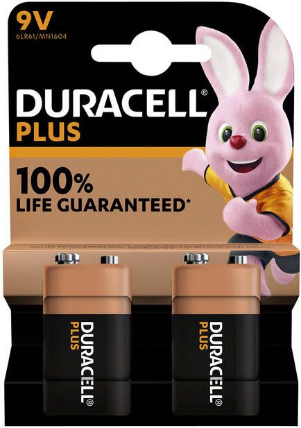 Duracell batterij Plus 100% 9V blister van 2 stuks