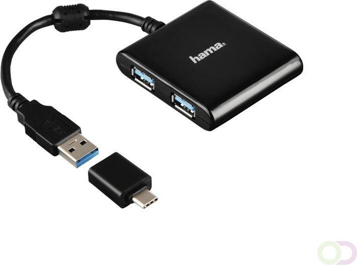 Hama Hub USB-C 3.1 4 poort USB-A zwart