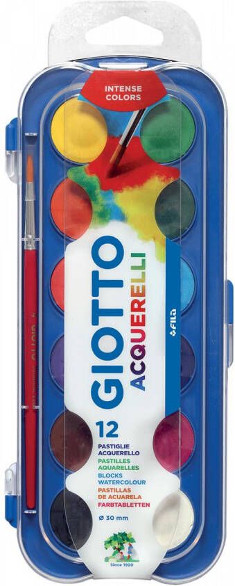 Giotto Gouache 30mm doos Ã  12 kleuren met penseel