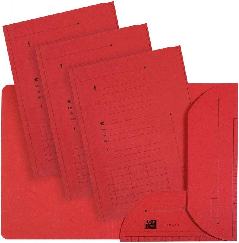 Oxford Ultimate dossiermap formaat A4 uit karton met 2 kleppen pak van 25 stuks rood
