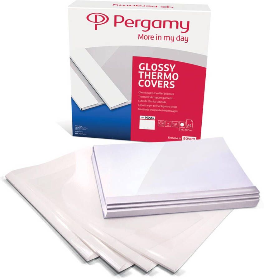 Pergamy thermische omslagen ft A4 karton rug van 1 5 mm pak van 100 stuks wit