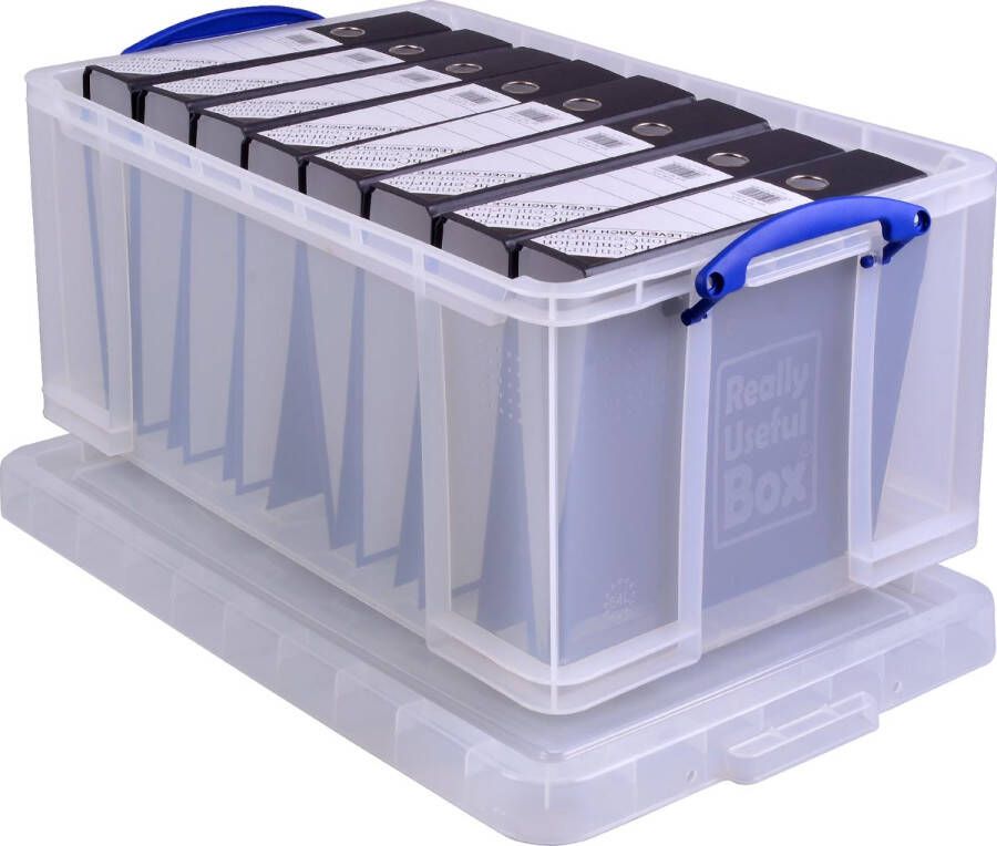 Really Useful Boxes van stevig kunststof | VindiQ Really Useful Box 64 liter transparant per stuk verpakt in karton