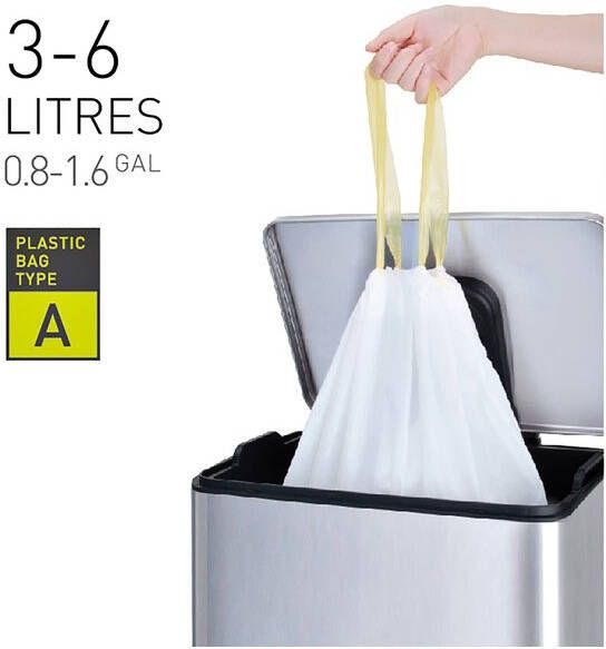 Eko vuilniszakken met trekbandsluiting 3-6 liter wit 1 rol 30 zakken